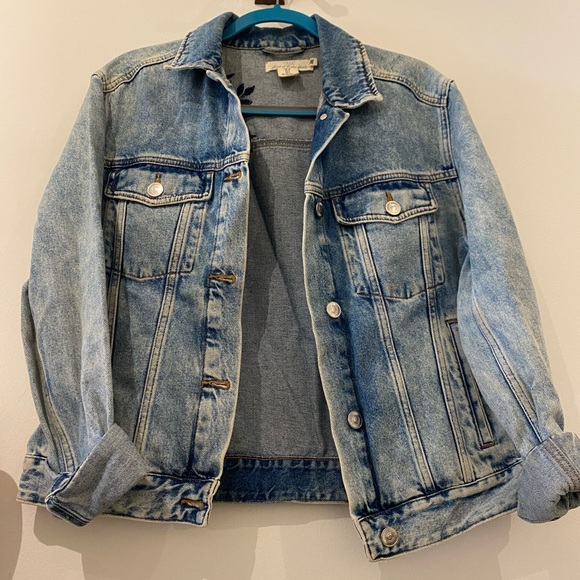 Oversized Denim Jacket with Embroidery Detail - Picture 3 of 3